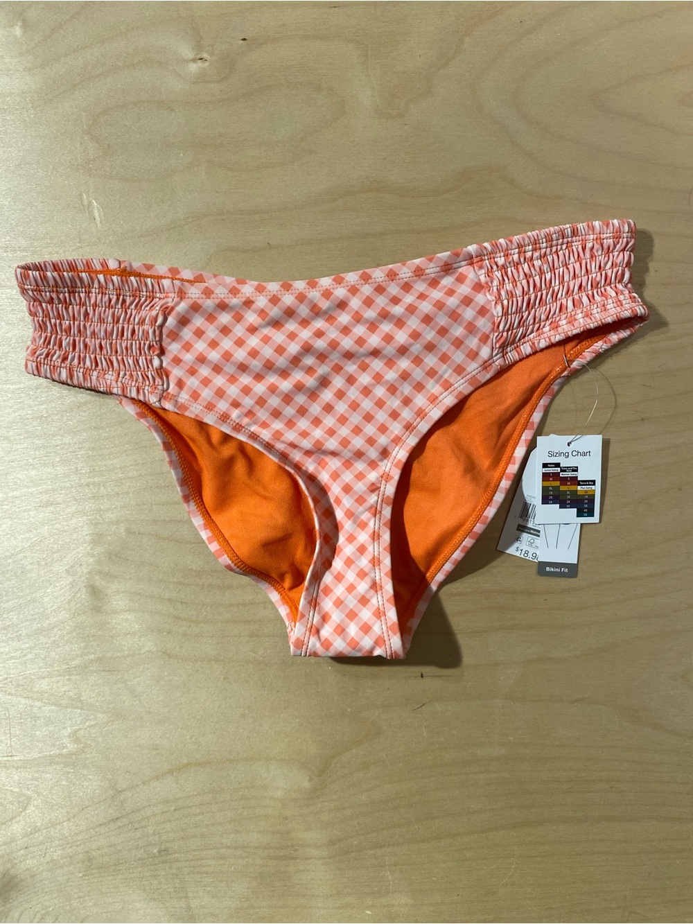 Time and Tru Gingham Orange Bikini Bottoms Medium (8-10) (RG)